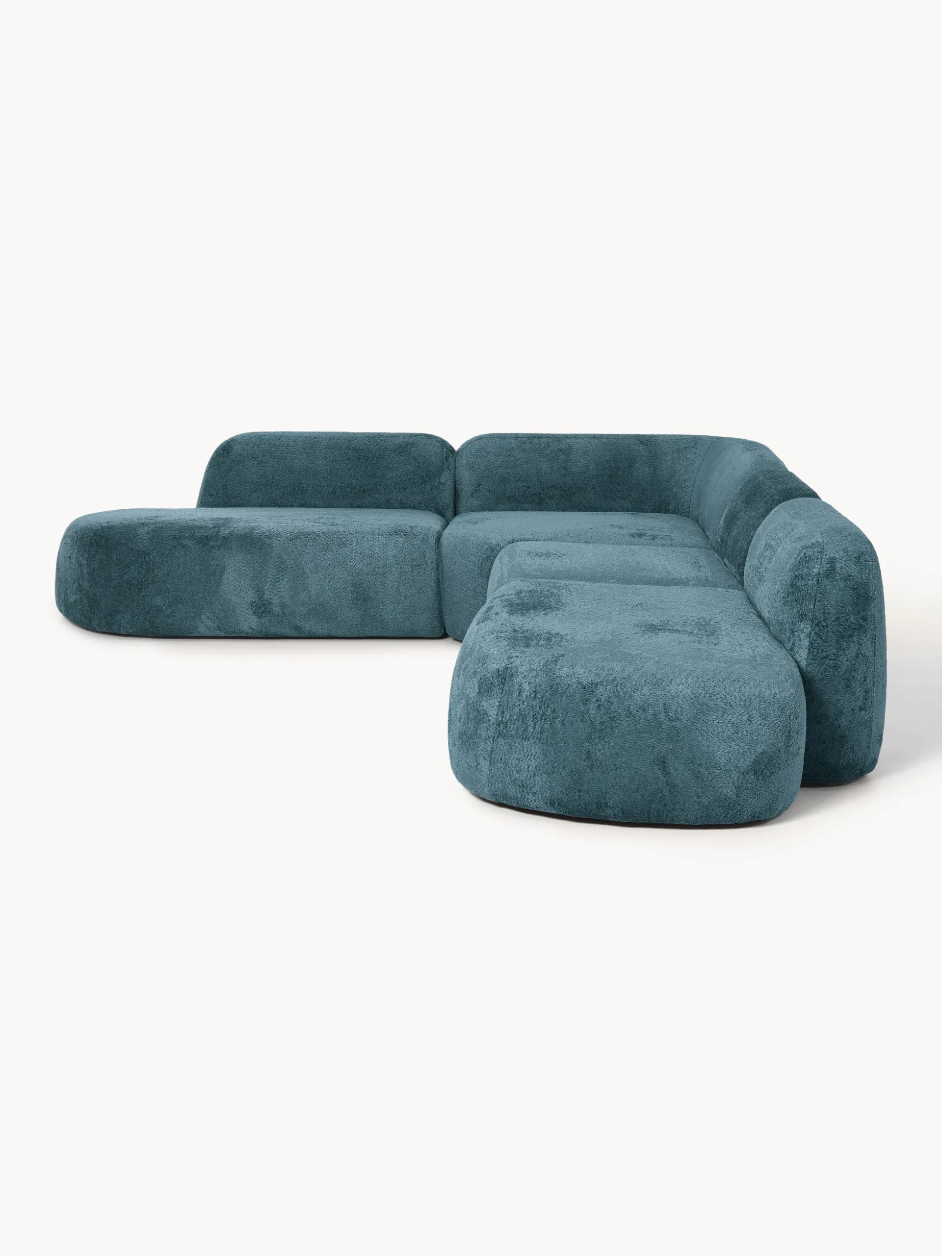 Divano angolare componibile 4 posti con chaise longue in teddy bouclé Wolke