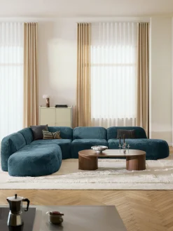 Divano angolare componibile 4 posti con chaise longue in teddy bouclé Wolke