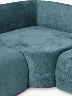Divano angolare componibile 4 posti con chaise longue in teddy bouclé Wolke