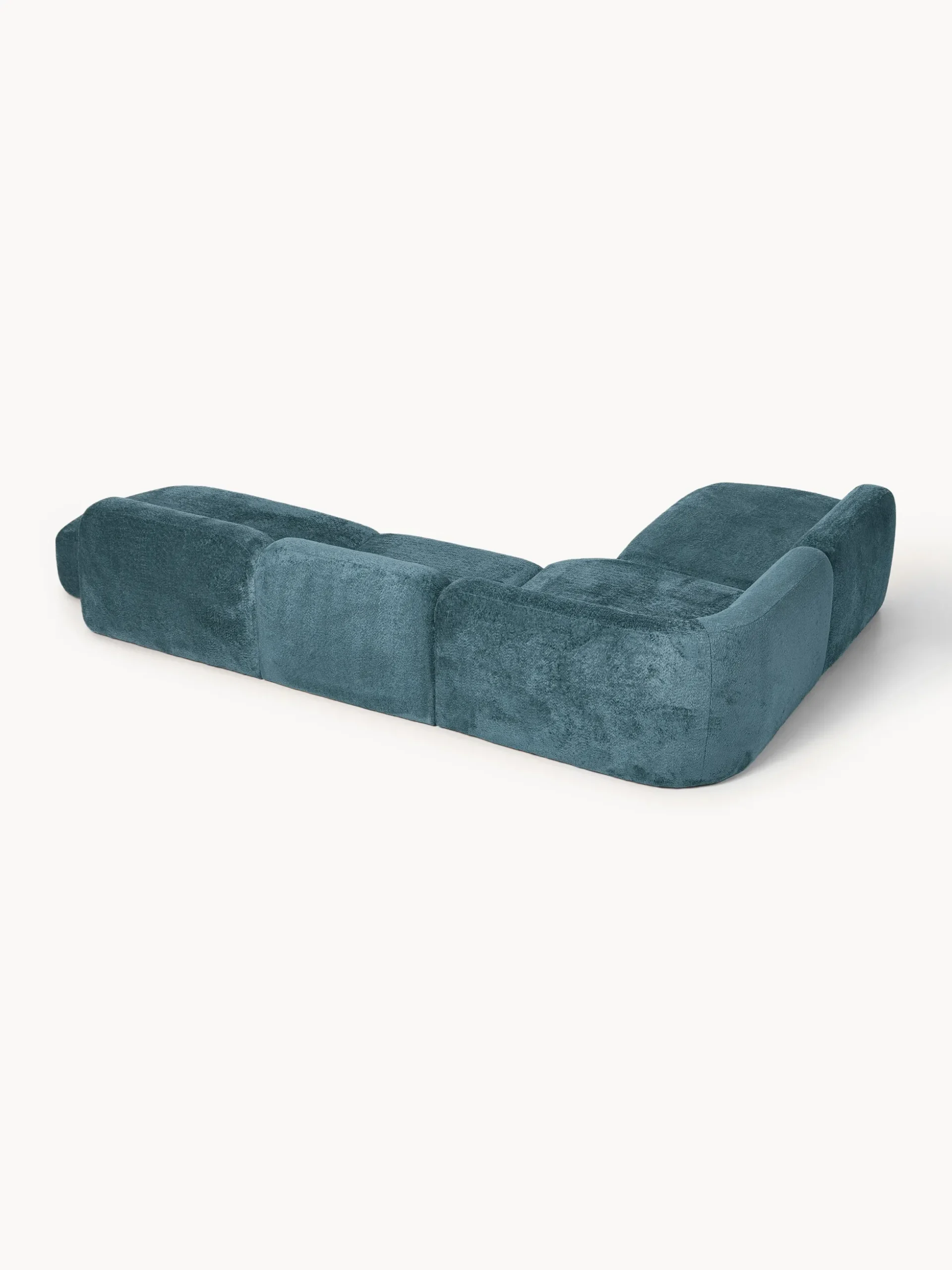 Divano angolare componibile 4 posti con chaise longue in teddy bouclé Wolke