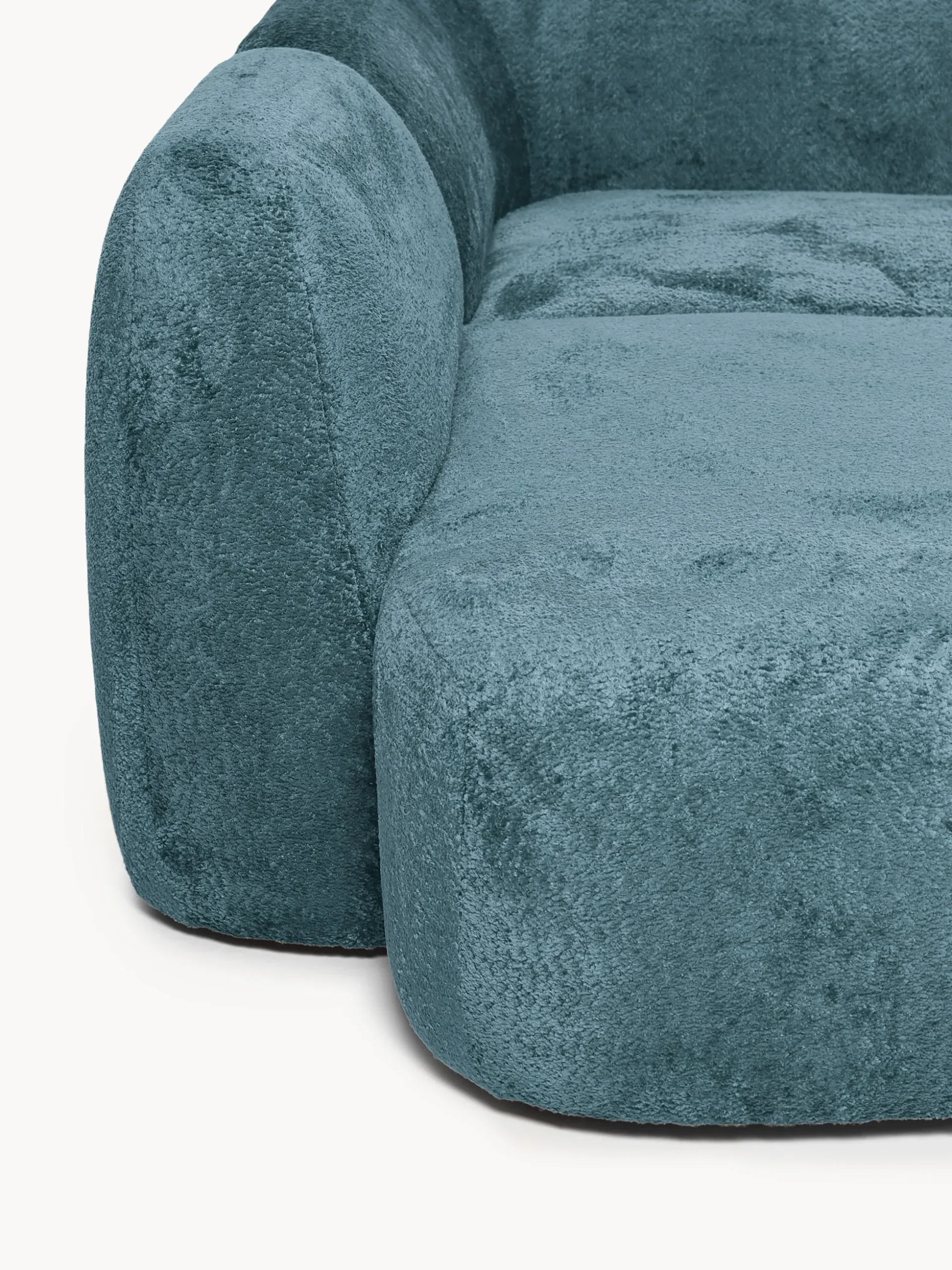 Divano angolare componibile 4 posti con chaise longue in teddy bouclé Wolke