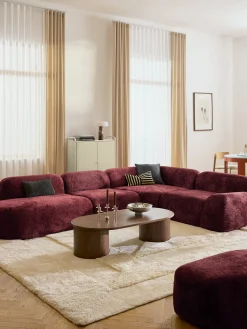 Divano angolare componibile 4 posti con chaise longue in teddy bouclé Wolke