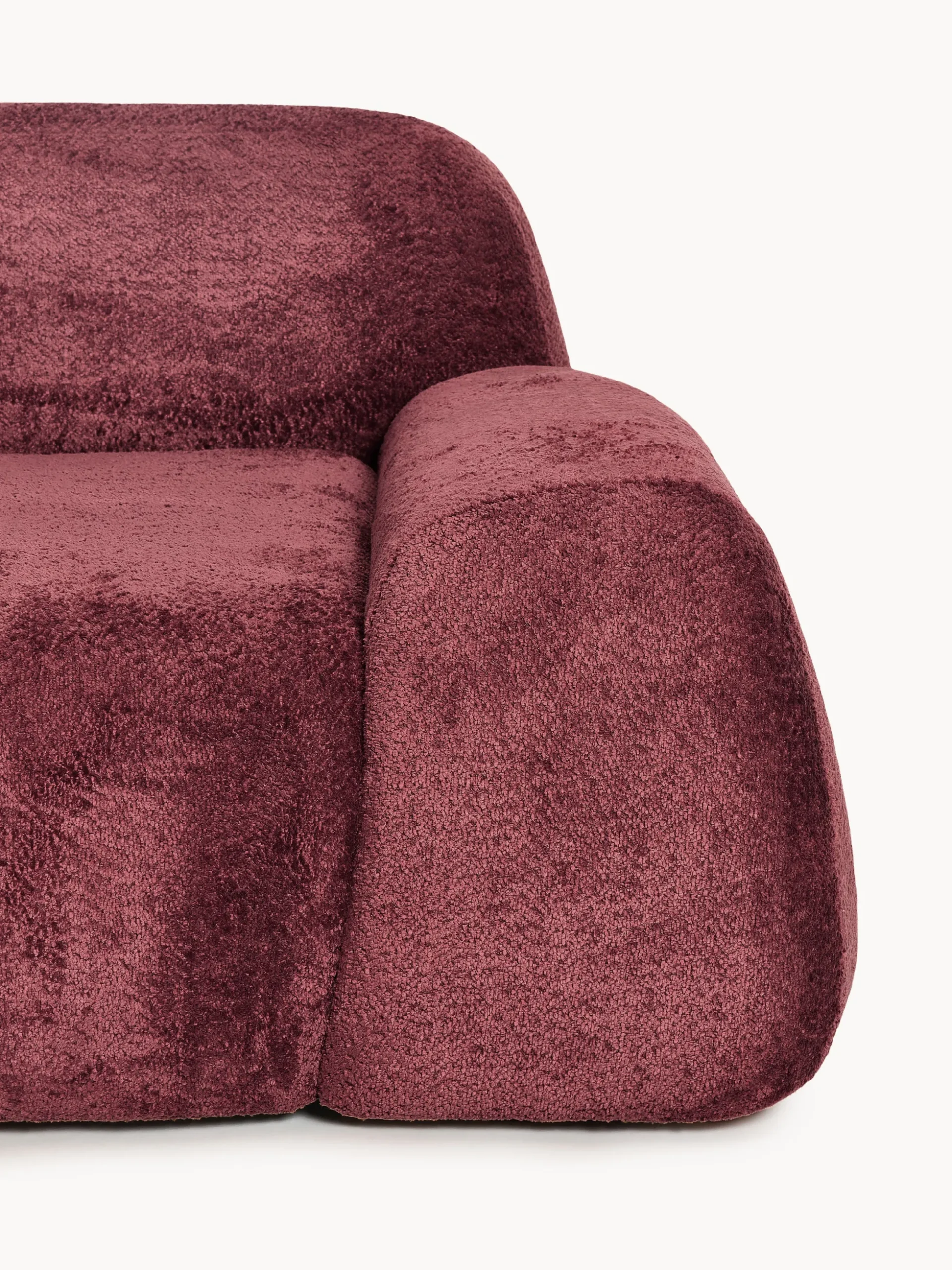 Divano angolare componibile 4 posti con chaise longue in teddy bouclé Wolke