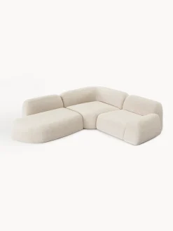 Divano angolare componibile 4 posti in bouclé con chaise longue Wolke