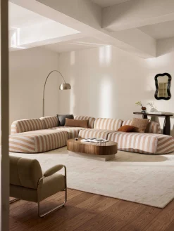 Divano angolare componibile XL a righe con chaise longue Wolke