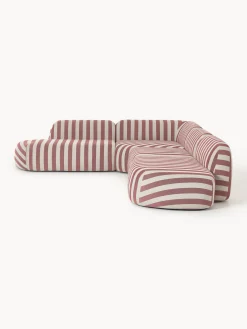 Divano angolare componibile XL a righe con chaise longue Wolke