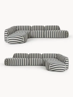 Divano angolare componibile XL a righe con chaise longue Wolke