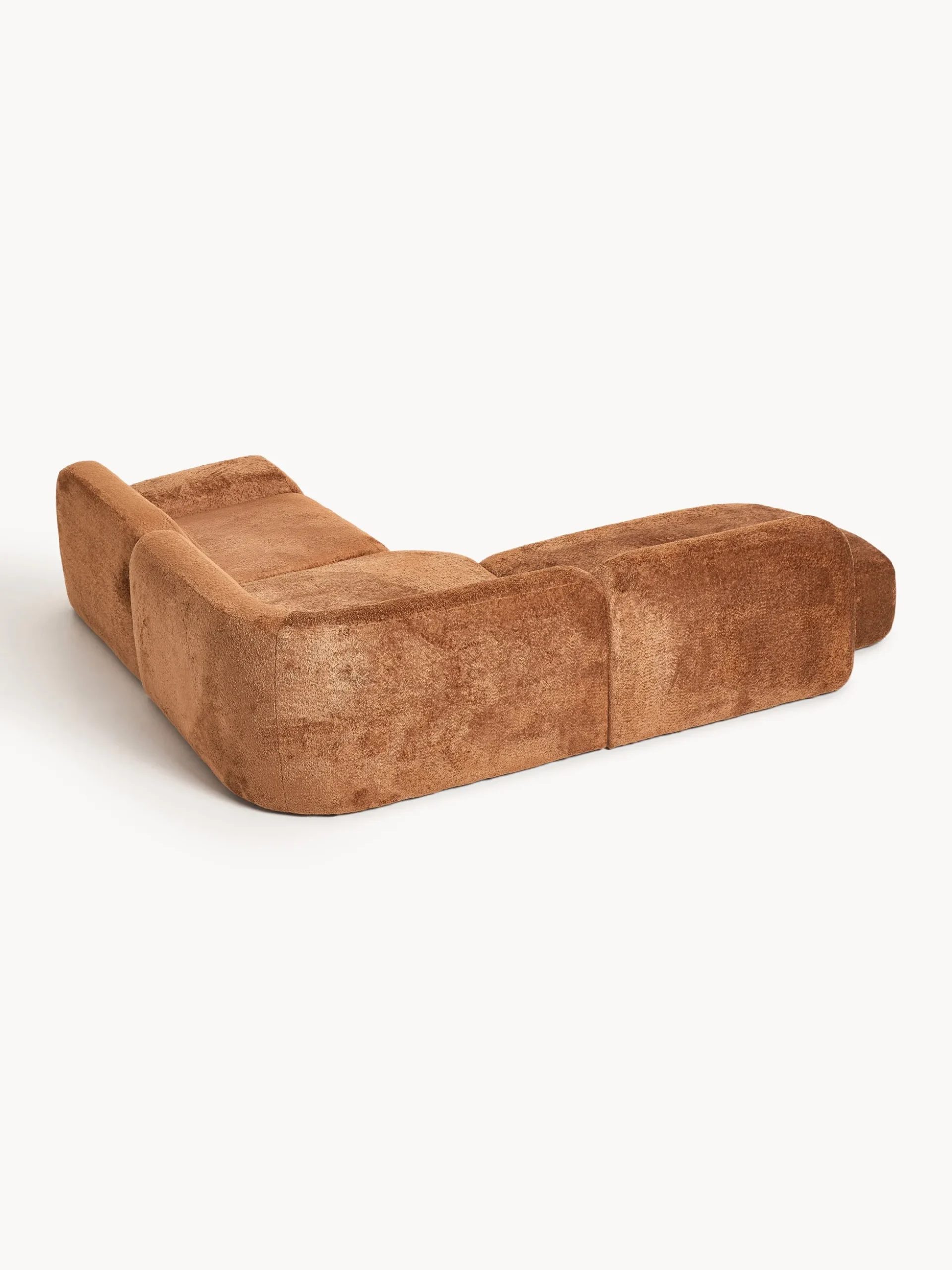 Divano angolare componibile 4 posti con chaise longue in teddy bouclé Wolke