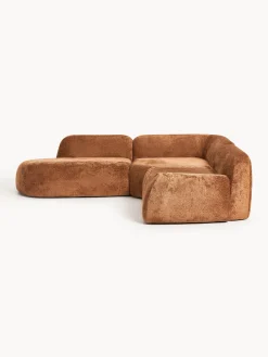 Divano angolare componibile 4 posti con chaise longue in teddy bouclé Wolke