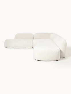 Divano angolare componibile 4 posti con chaise longue in teddy bouclé Wolke