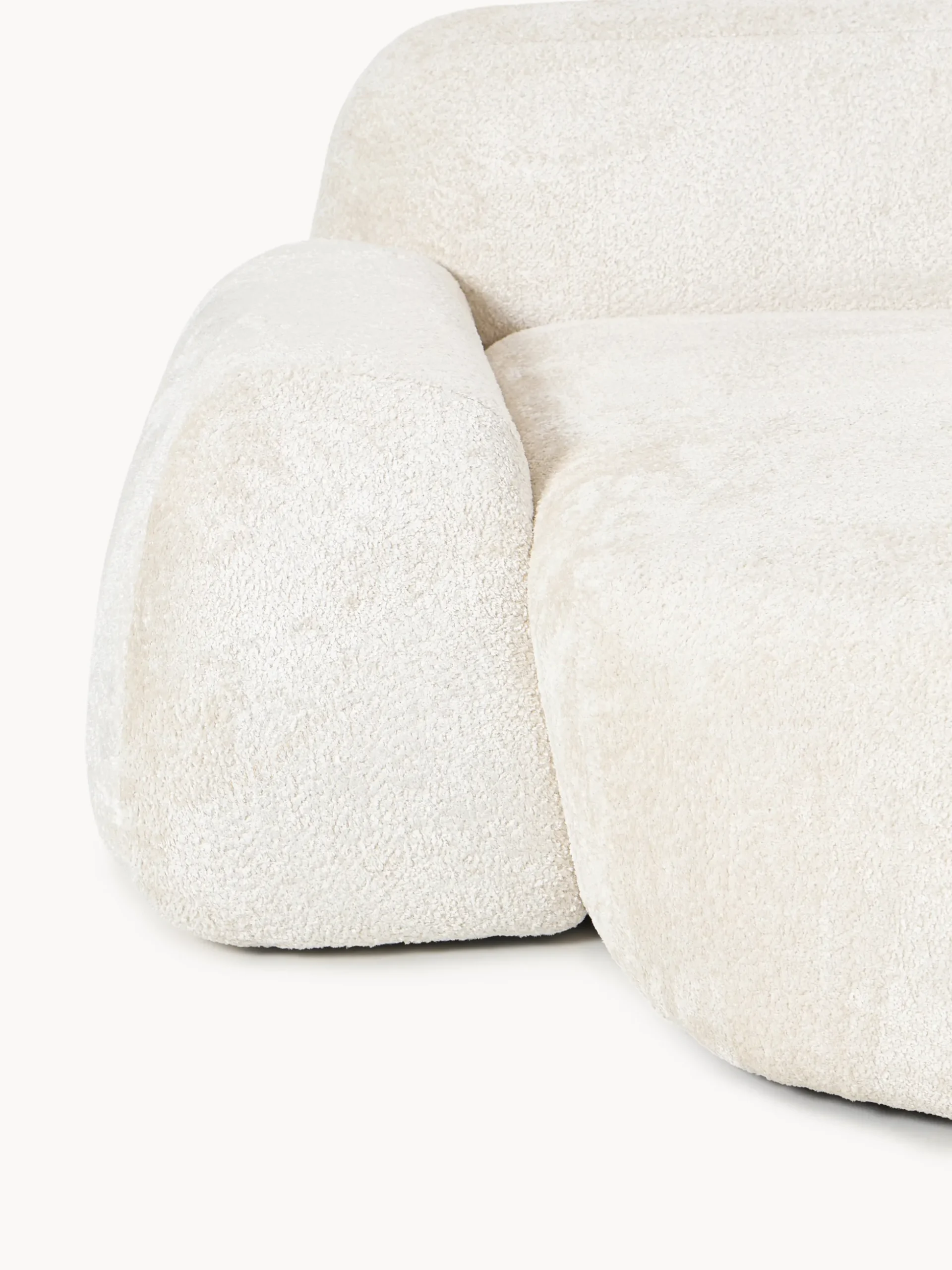 Divano angolare componibile 4 posti con chaise longue in teddy bouclé Wolke