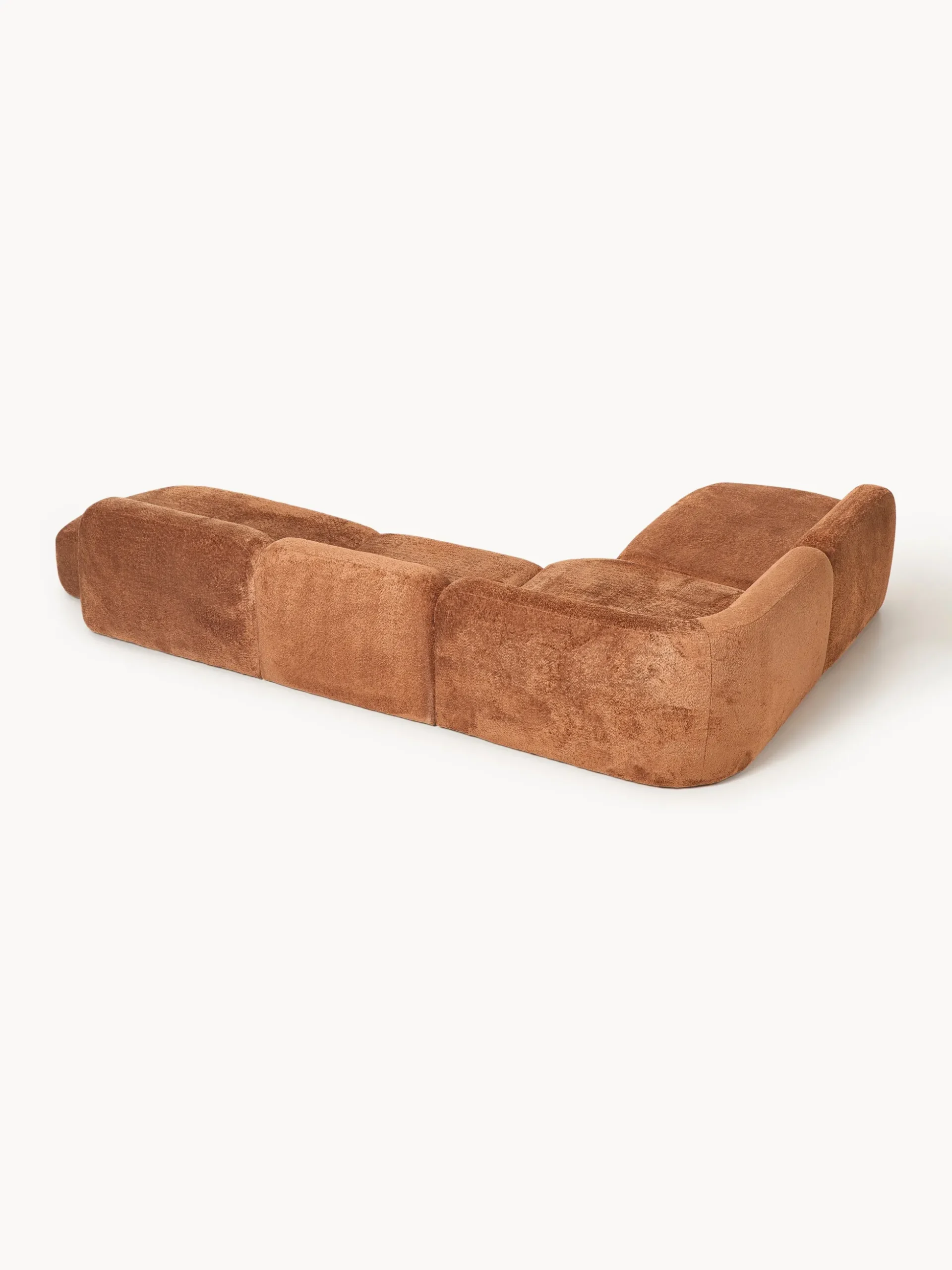 Divano angolare componibile 4 posti con chaise longue in teddy bouclé Wolke