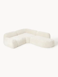 Divano angolare componibile 4 posti con chaise longue in teddy Wolke