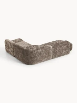 Divano angolare componibile 4 posti in teddy bouclé con chaise longue Wolke