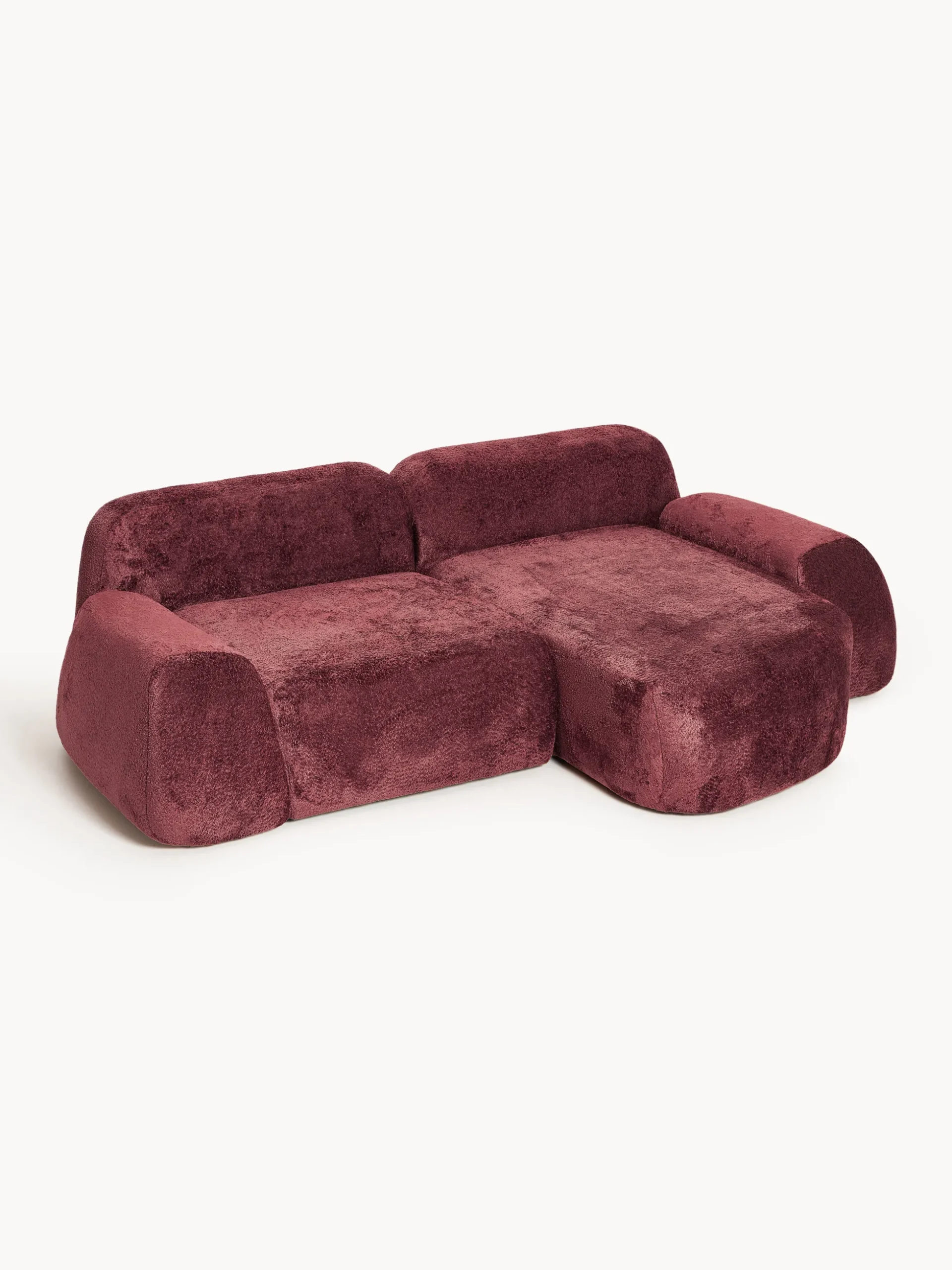 Divano angolare componibile 3 posti in teddy bouclé Wolke