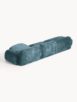 Divano angolare componibile 4 posti con chaise longue in teddy bouclé Wolke