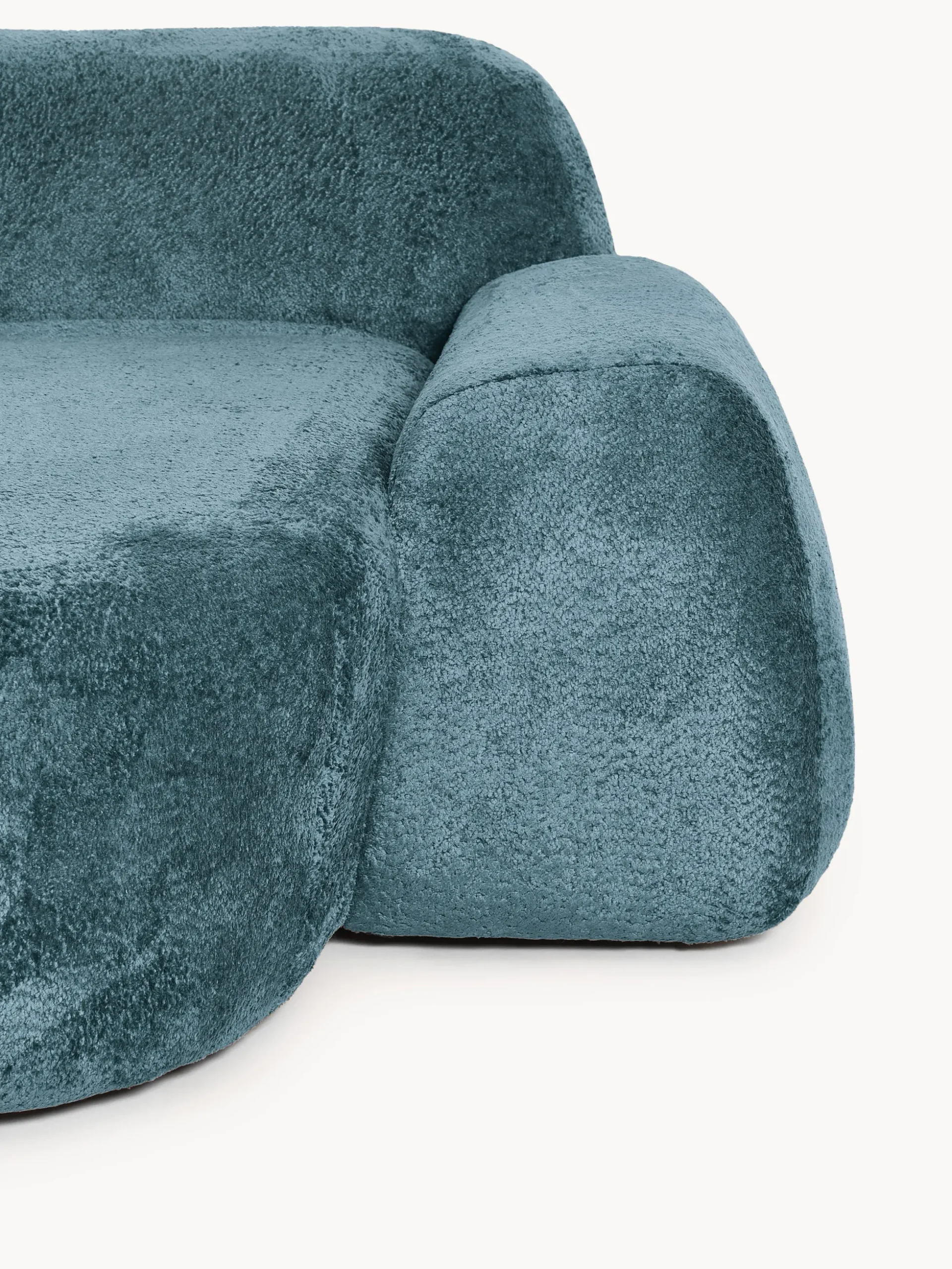 Divano angolare componibile 4 posti con chaise longue in teddy bouclé Wolke