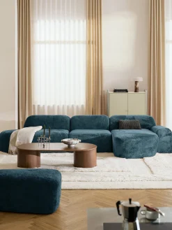 Divano angolare componibile 4 posti con chaise longue in teddy bouclé Wolke
