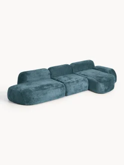 Divano angolare componibile 4 posti con chaise longue in teddy bouclé Wolke