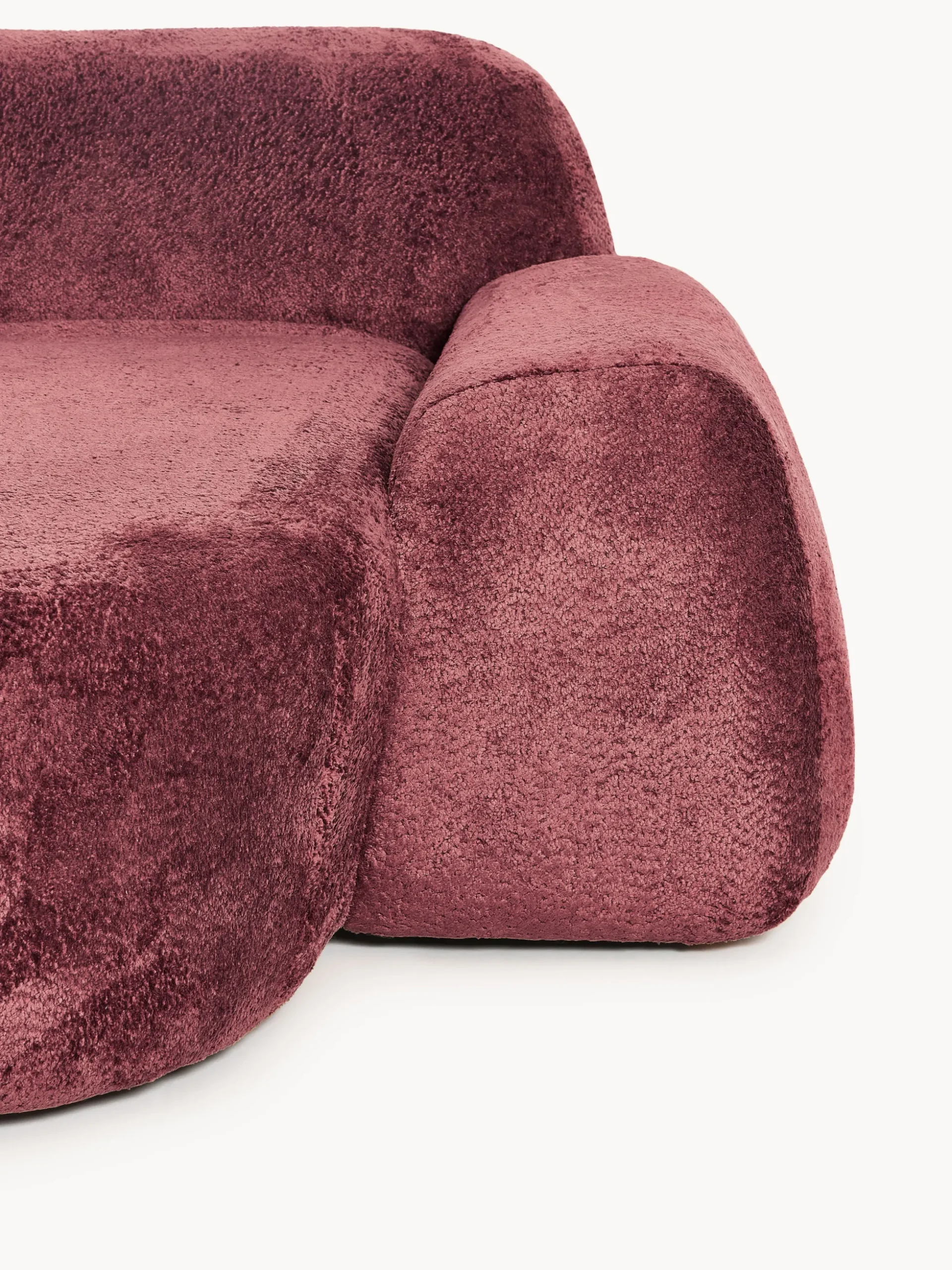 Divano angolare componibile 4 posti con chaise longue in teddy bouclé Wolke