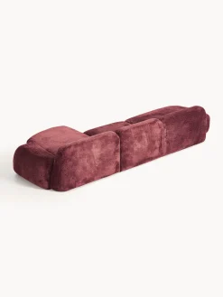 Divano angolare componibile 4 posti con chaise longue in teddy bouclé Wolke