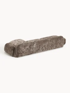Divano angolare componibile 4 posti in teddy bouclé con chaise longue Wolke