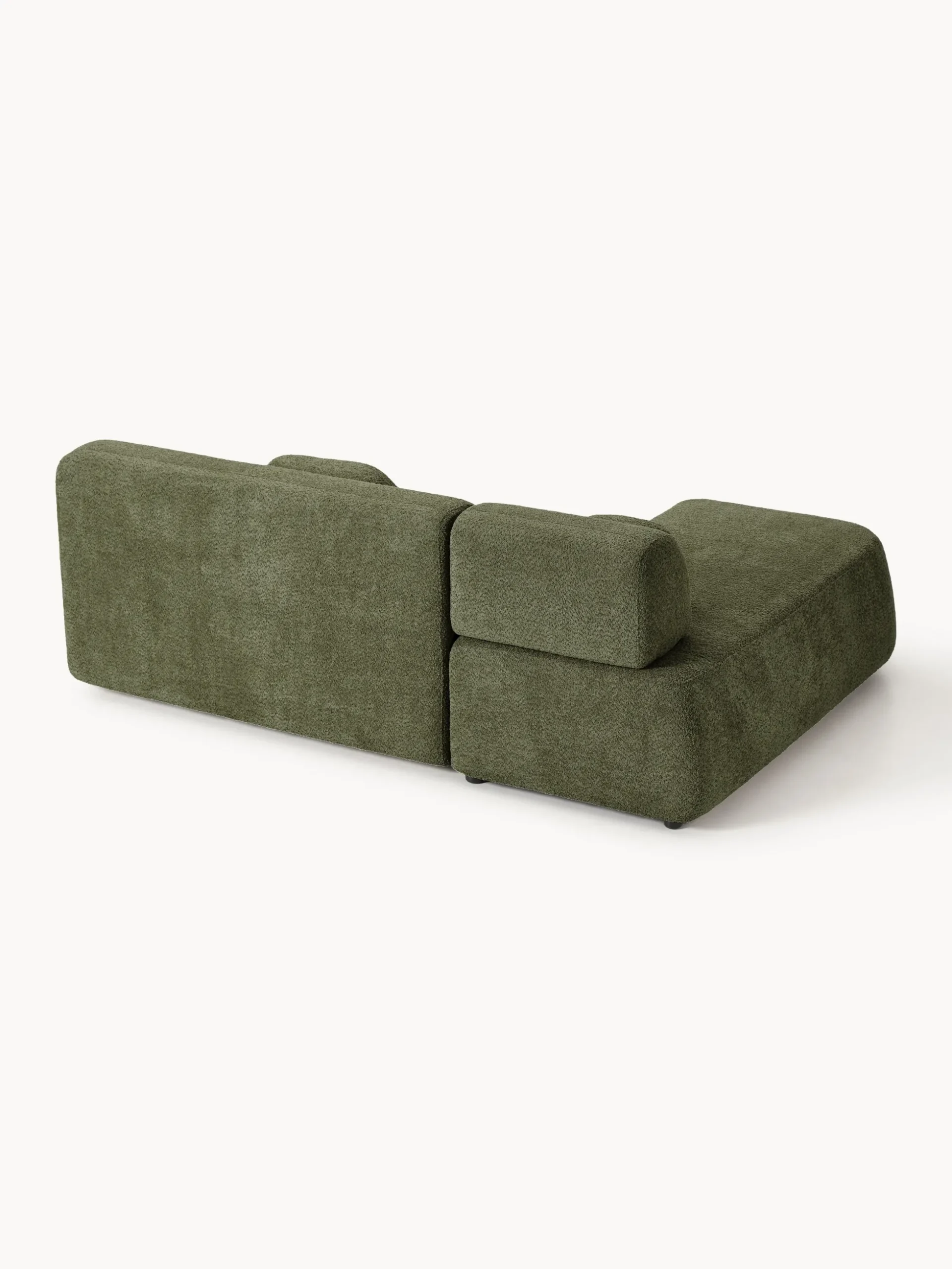 Divano angolare letto in teddy-bouclé con contenitore Pao