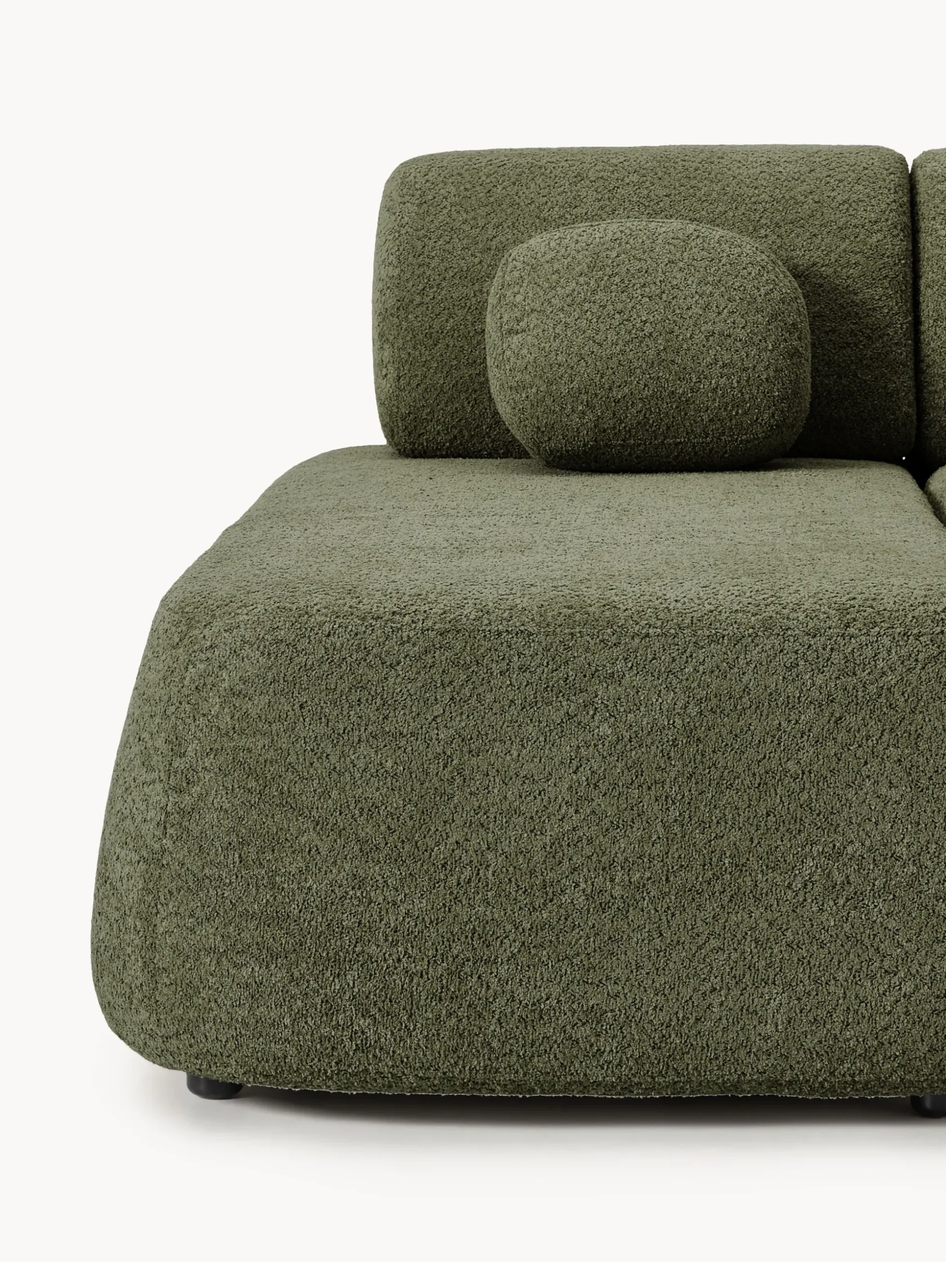 Divano angolare letto in teddy-bouclé con contenitore Pao
