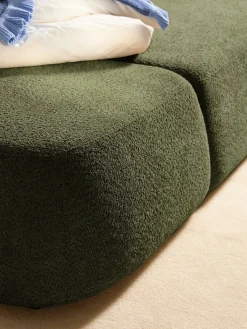 Divano angolare letto in teddy-bouclé con contenitore Pao