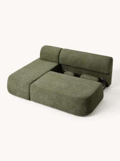 Divano angolare letto in teddy-bouclé con contenitore Pao