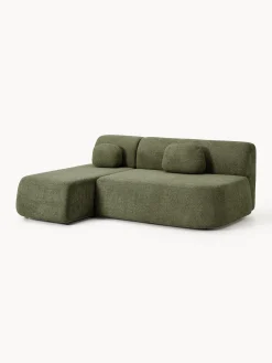 Divano angolare letto in teddy-bouclé con contenitore Pao