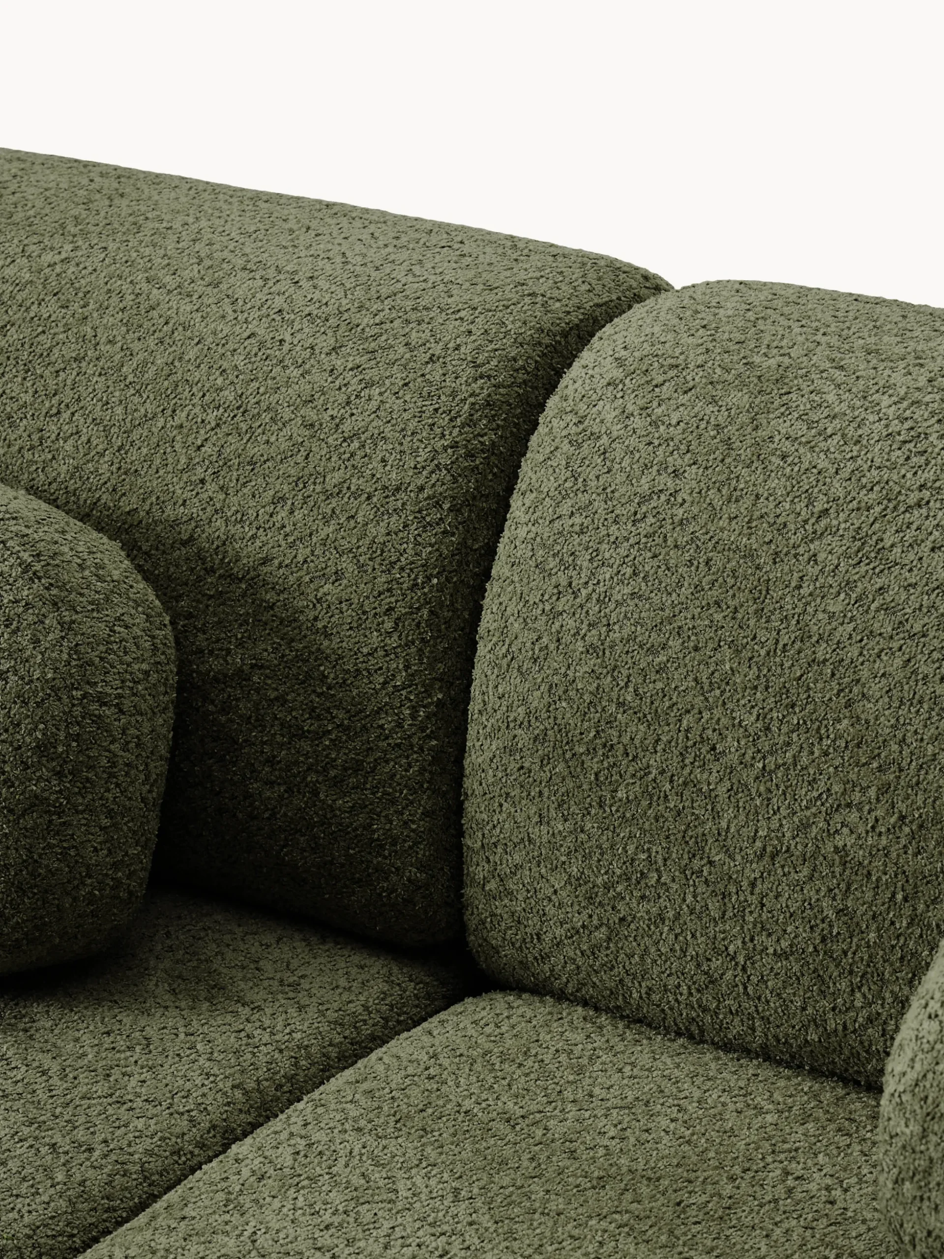 Divano angolare letto in teddy-bouclé con contenitore Pao