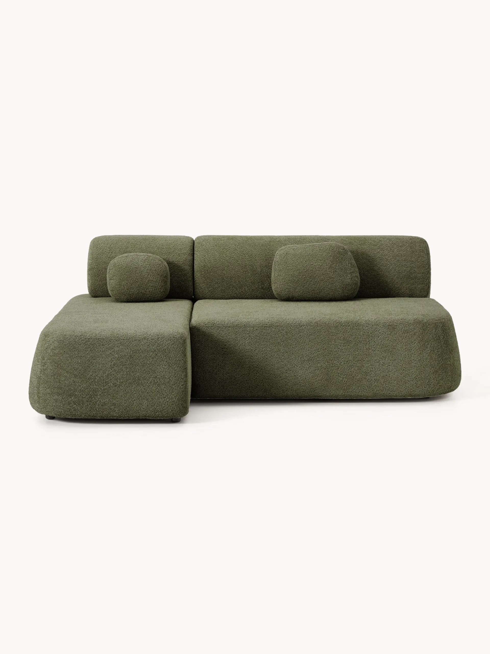 Divano angolare letto in teddy-bouclé con contenitore Pao
