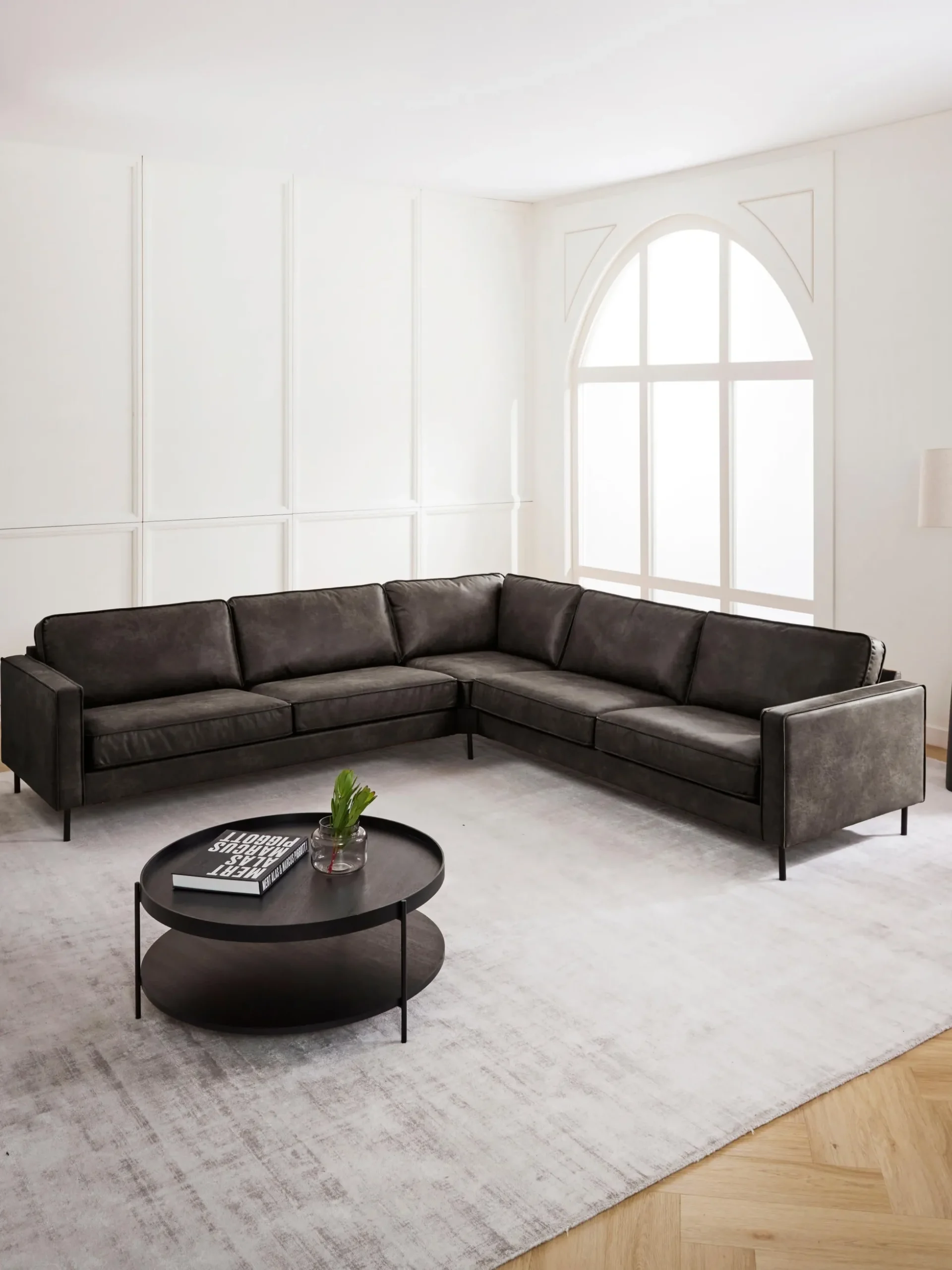 Divano angolare XL in pelle Hunter