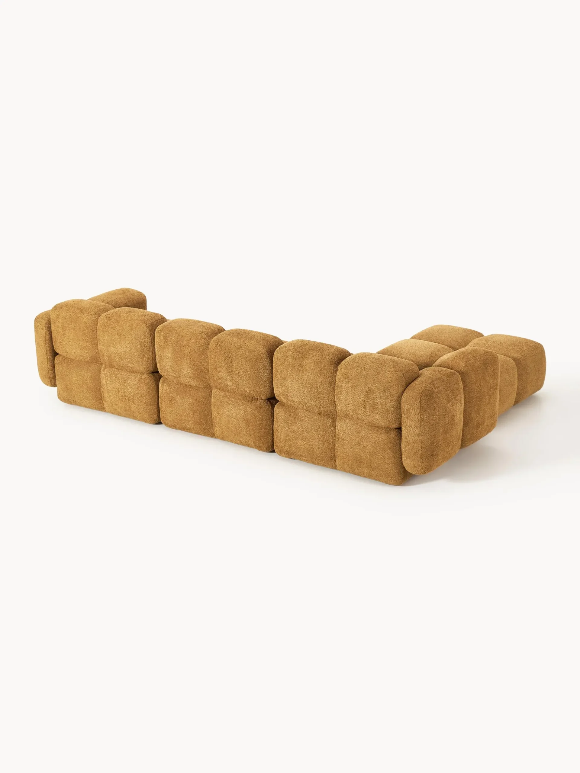Divano componibile 4 posti in teddy-bouclé con poggiapiedi (sinistra/destra) Tayla