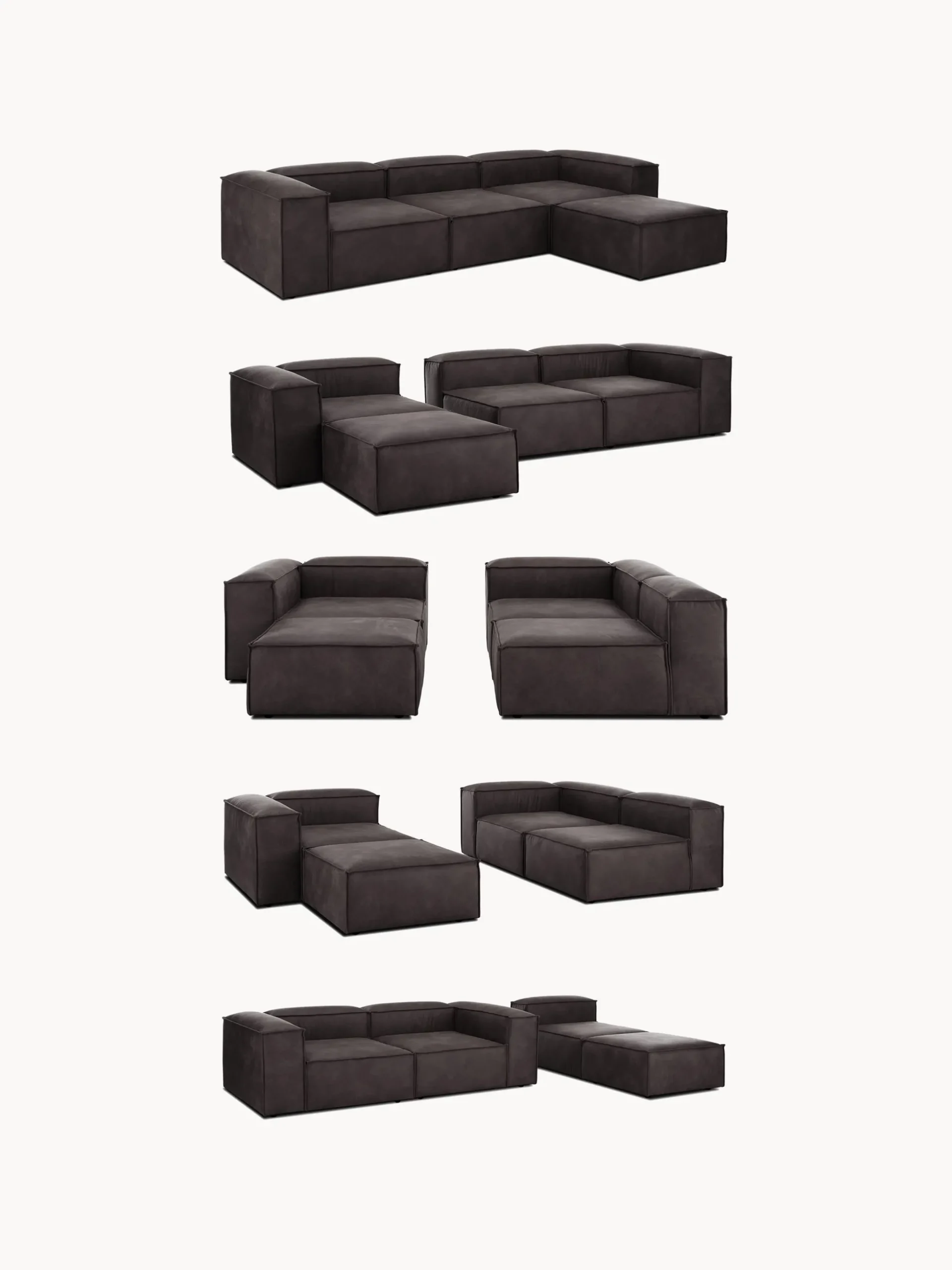 Divano componibile 4 posti in pelle Lennon