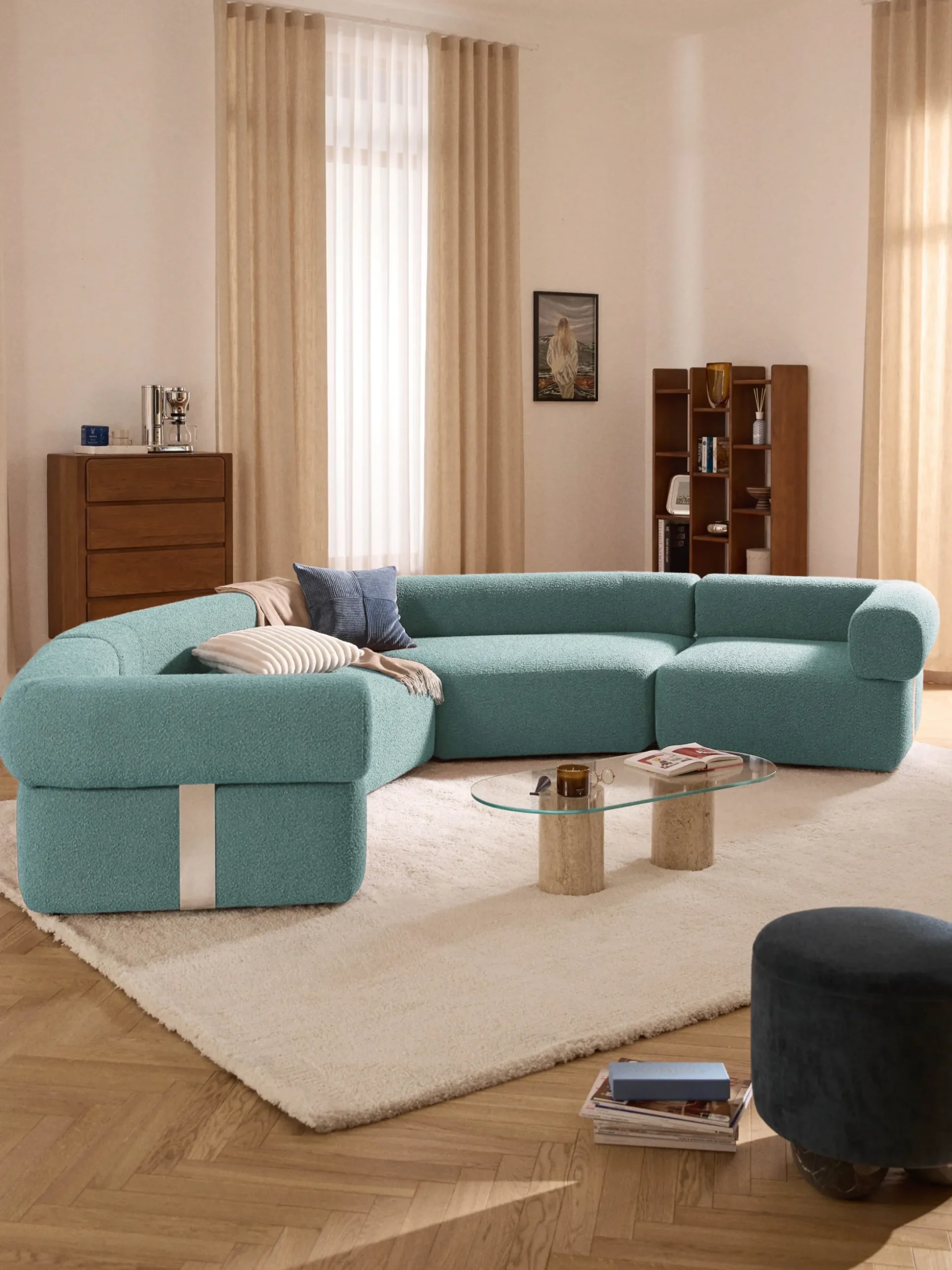 Divano componibile grande in bouclé Anton