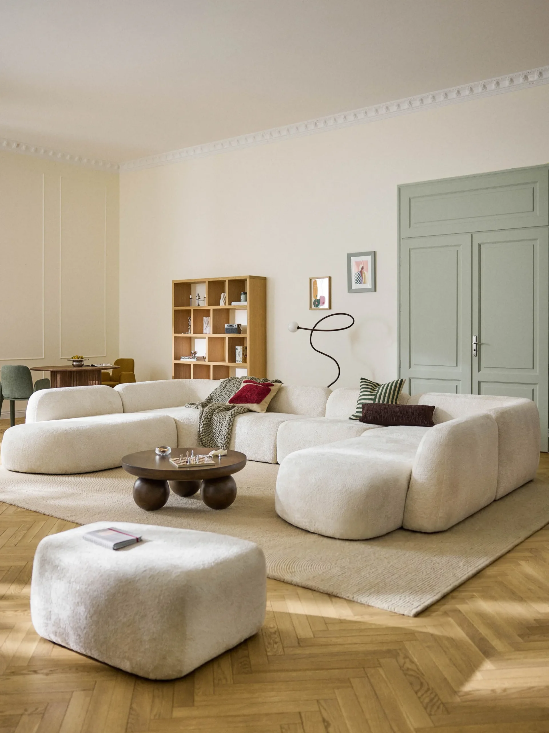 Divano componibile XL in teddy bouclé Wolke