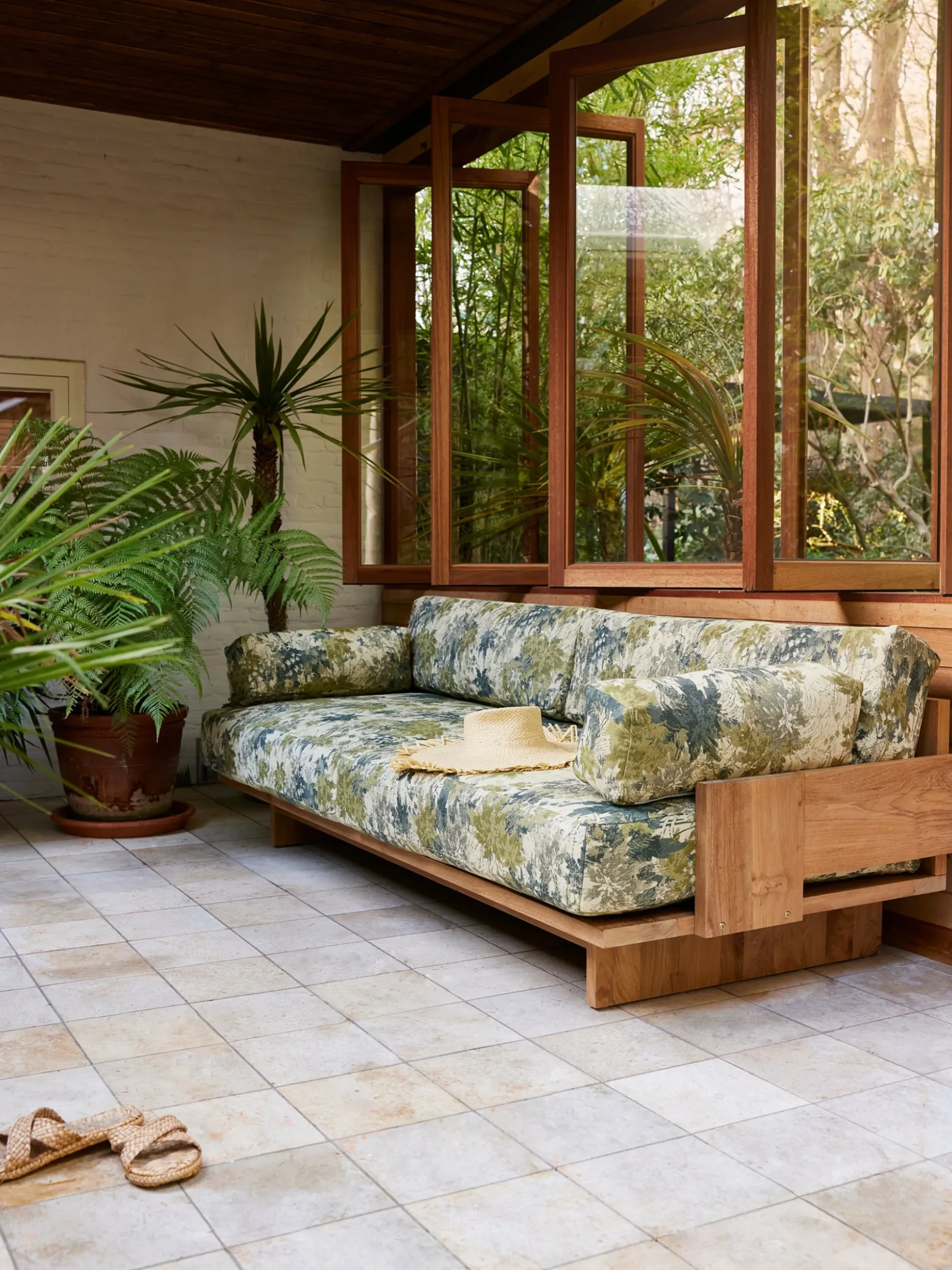 Divano da giardino in legno di teak Botanical