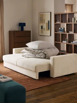 Divano letto 3 posti in velluto con contenitore Tasha
