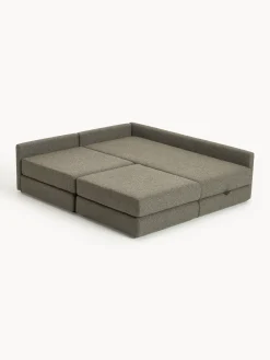 Divano letto angolare in bouclé con contenitore Ladina