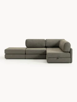 Divano letto angolare in bouclé con contenitore Ladina