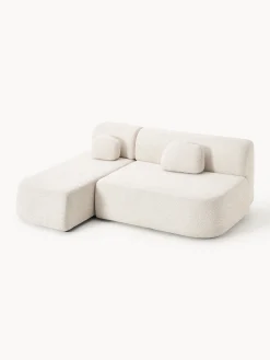 Divano letto angolare in teddy-bouclé con contenitore Pao