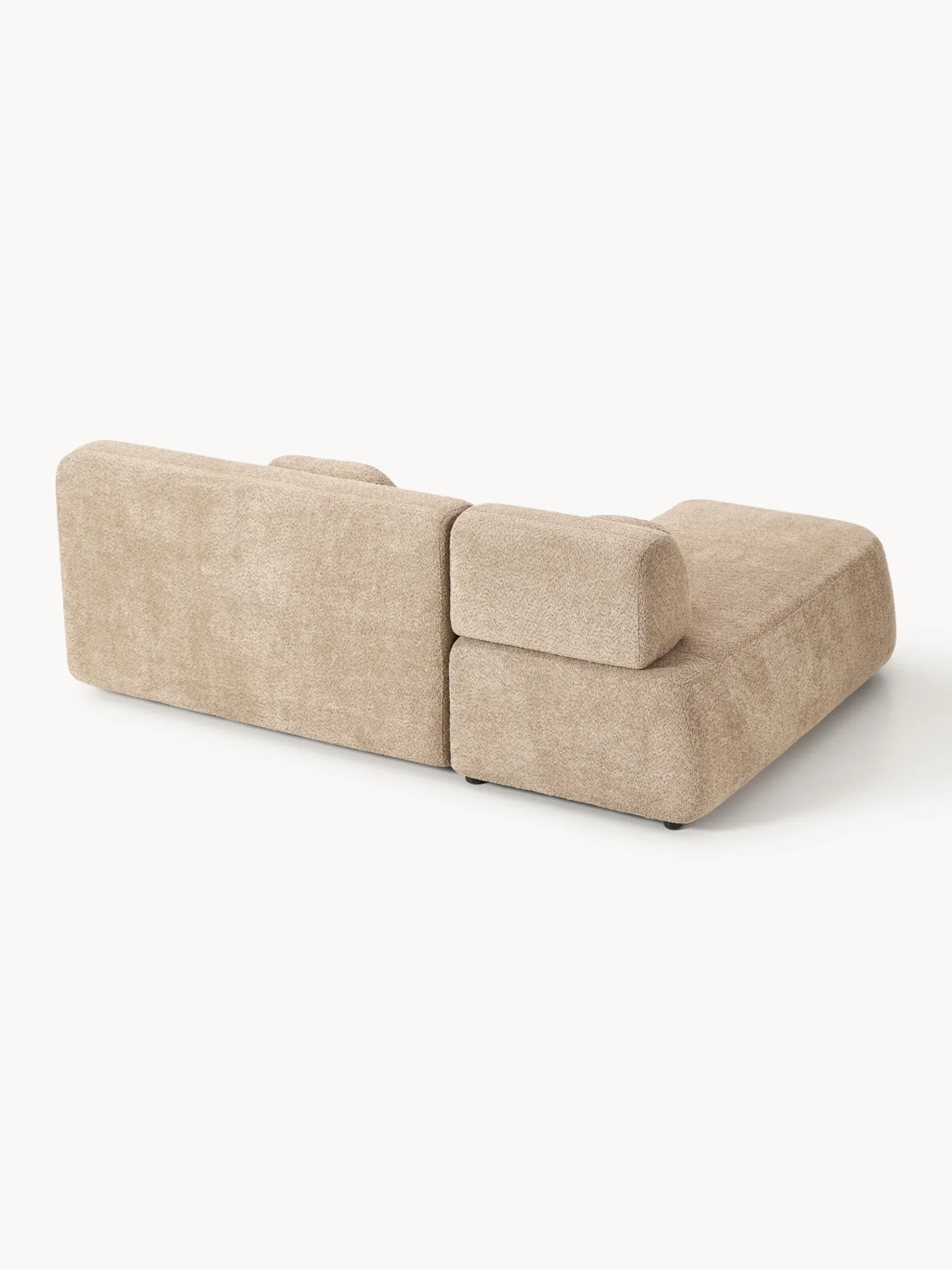 Divano letto angolare in teddy-bouclé con contenitore Pao
