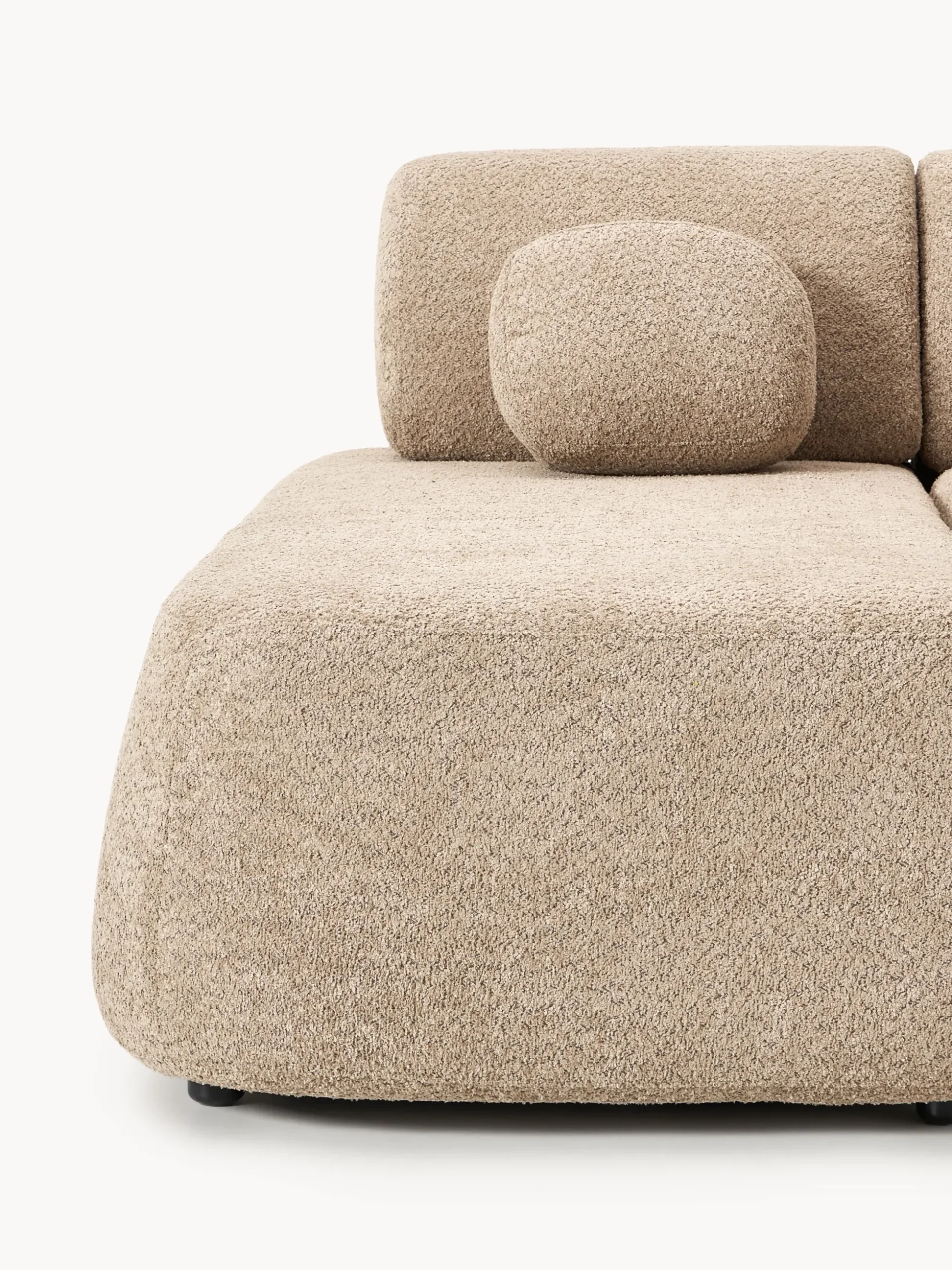 Divano letto angolare in teddy-bouclé con contenitore Pao