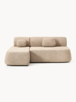 Divano letto angolare in teddy-bouclé con contenitore Pao