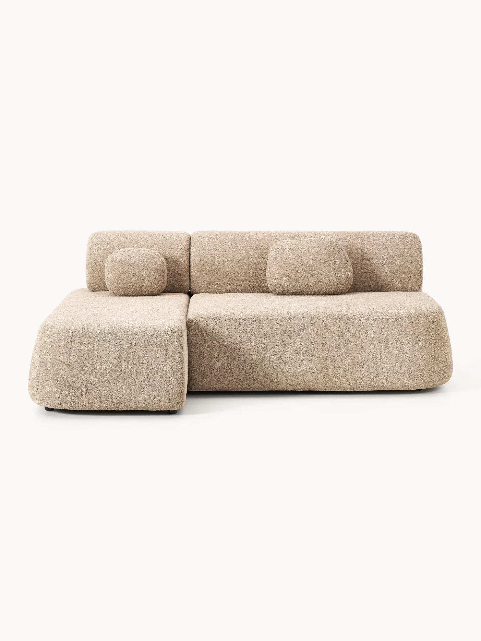 Divano letto angolare in teddy-bouclé con contenitore Pao