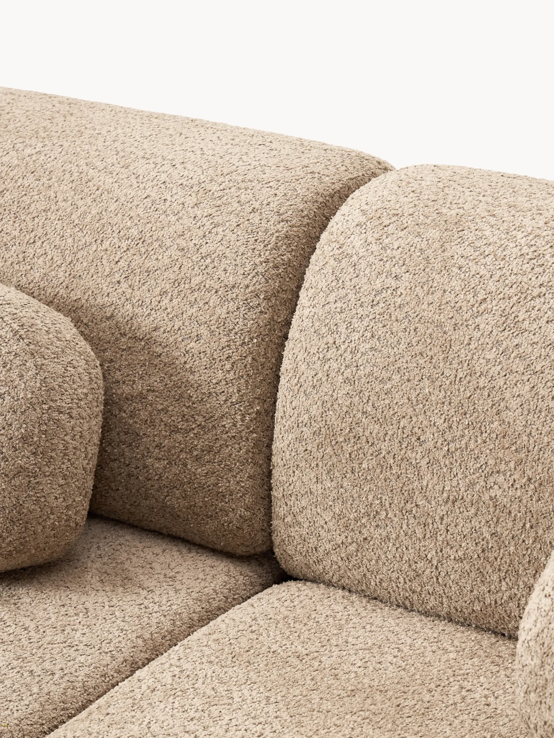Divano letto angolare in teddy-bouclé con contenitore Pao