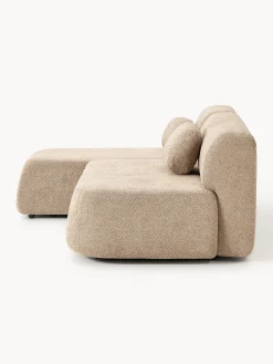 Divano letto angolare in teddy-bouclé con contenitore Pao