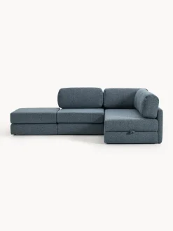 Divano letto angolare in bouclé con contenitore Ladina